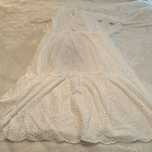 White Sheer Eyelet Dress or Beach Coverup Size S NWT
